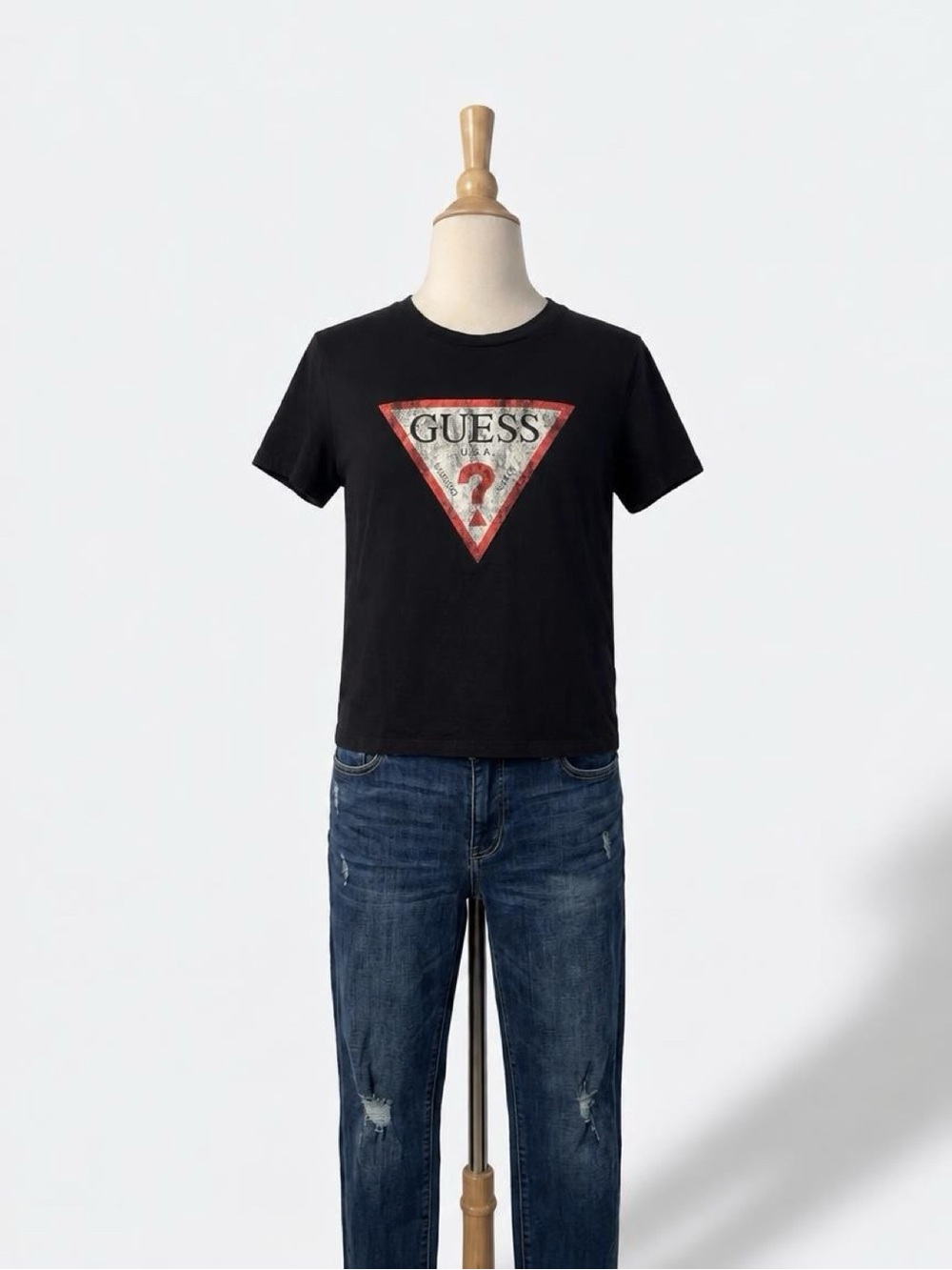 Guess Bundle - Black & White Triangle Logo T-Shirt Bundle – both Medium